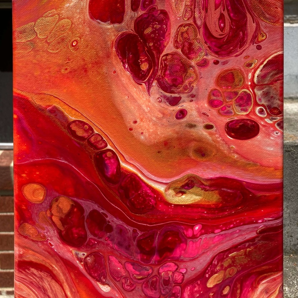 Nacarat II 8"x10" Painting by Color Fluent Art (Red/Orange/Pink/Gold)